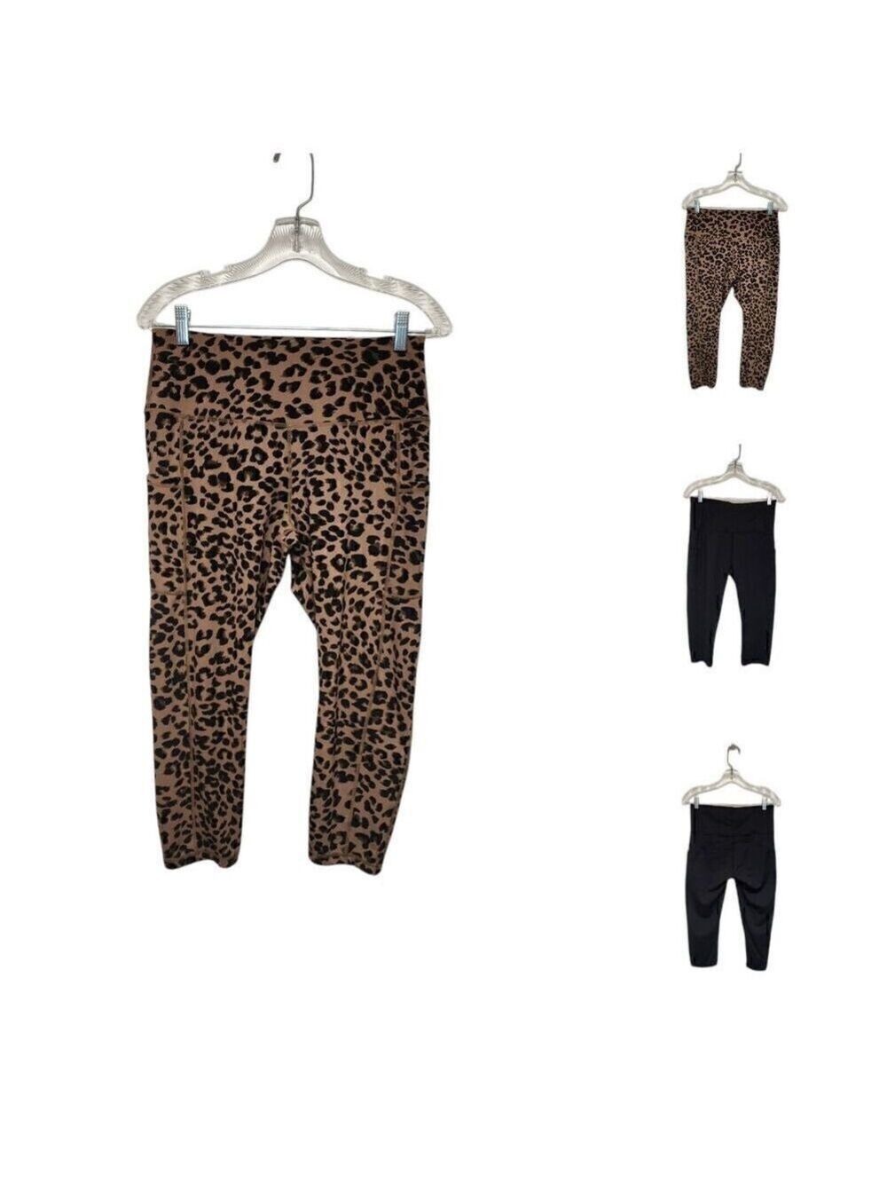 Olka Leopard Capri Leggings Black Large
